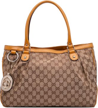 Gucci Pre-owned Womens Sukey Tote Monogram Canvas - Tan Textile - One Size