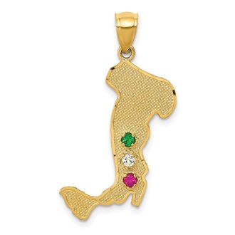 Diamond2Deal 14k Yellow Gold Italy Emerald, Ruby and Cubic Zirconia Stones Charm