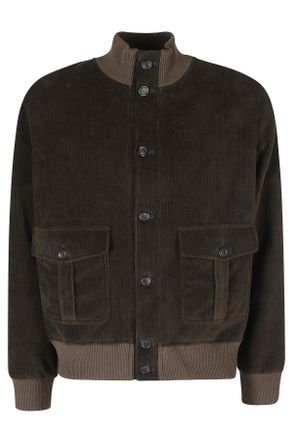 Circolo 1901 Mud Velvet High Neck Ribbed Trim Cotton-Blend Jacket