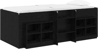 vidaXL Marco De Cama Loft Con Armario Con Estante 3 Uds. Roble Negro Vidaxl
