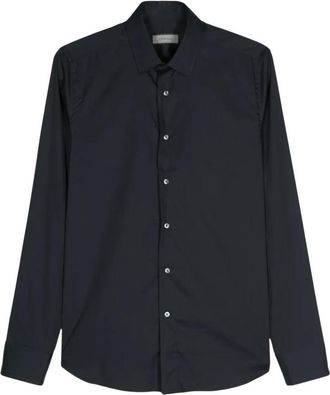 Canali Lange mouwen shirt - Heren - Casual Overhemden - Blauw - M - Katoen - Overhemden