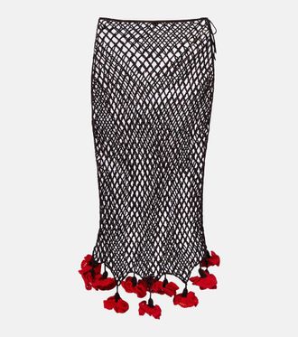 Alaia Ala&iuml;a Open-knit cotton midi skirt