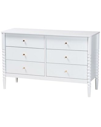 Baxton Studio Lucera Mid-Century Bobbin Wood 6-Drawer Dresser
