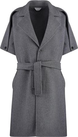 Bottega Veneta Kasjmierwollen jas met reverskraag - Dames - Jas met riem - Grijs - S - Wol - Jassen