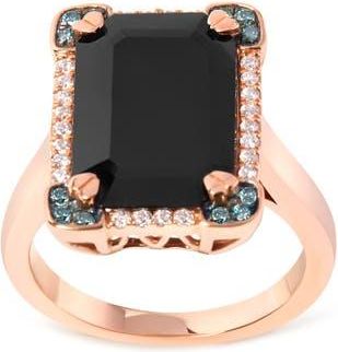 House of Brilliance 14K Gold Black Onyx & 1/5 Ct Diamond Halo Cocktail Ring - in Pink at Nordstrom