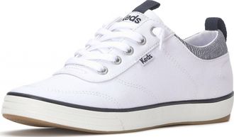 Keds Womens Center Iii Slip on Fashion Sneaker, White/Navy Canvas, 6 UK