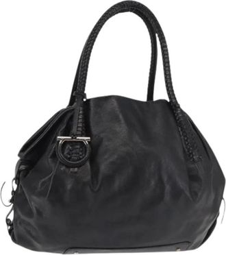 Ferragamo Pre-owned Handbags, female, Black, Size: ONE SIZE Pre-owned Leather Handbag