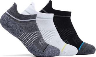 Hoka One One Run 3-Pack No-Show Socks in White /Black /Grey at Nordstrom, Size Large