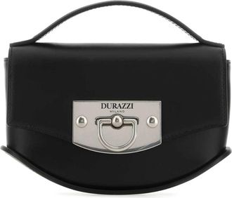 Durazzi Milano Zwarte Leren Mini Swing Handtas - Dames - Handtassen - Zwart - ONE Size - Leer - Tassen