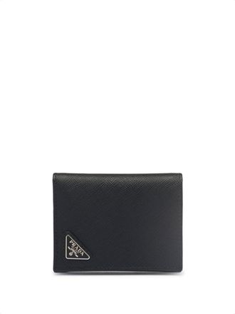 Prada logo-plaque Saffiano leather wallet - Black