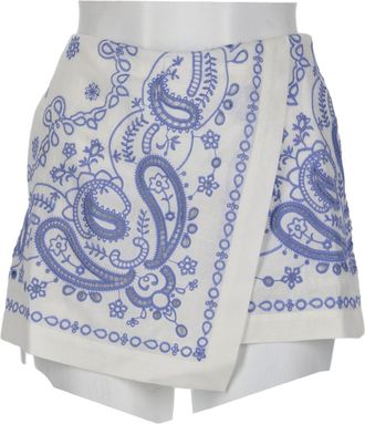 Self Portrait Blue Paisley Floral Overlapping Shorts