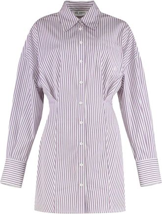 The Attico Gestreept Mini Overhemdjurk - Dames - Shirt Kleedjes - Roze - S - Katoen - Kleedjes