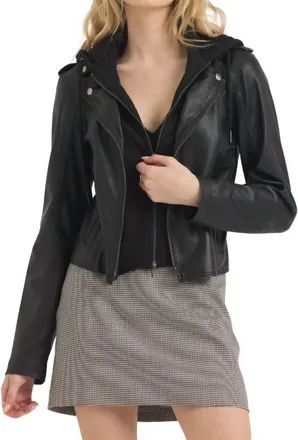 Jakett Molly Burnished Leather Jacket In Black