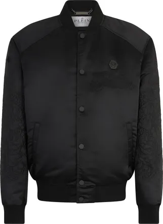 Philipp Plein Satin Bomber Jacket Skull Dragons Dragons