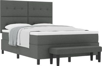 vidaXL Box Spring Bed with Mattress Dark Grey 140 x 190 cm Fabric vidaXL