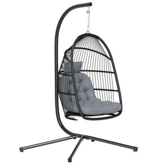 OUTSUNNY Silla colgante 107x100x196 cm gris oscuro