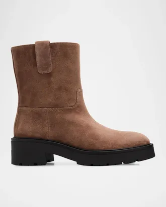 Stuart Weitzman Ren Suede Lug Sole Booties