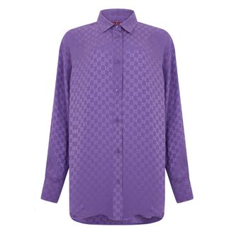 Gucci Silk Monogram Shirt - Dames - Overhemden - Paars - L - Overhemden