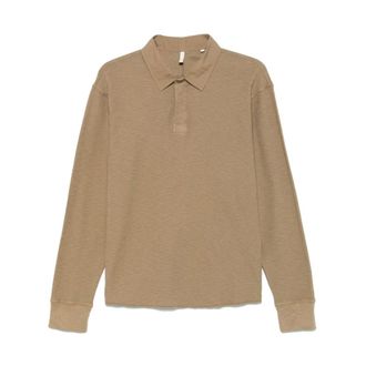Sunflower Tops, Heren, Bruin, L, Bruine Poloshirt met Olijfkleurige Accenten