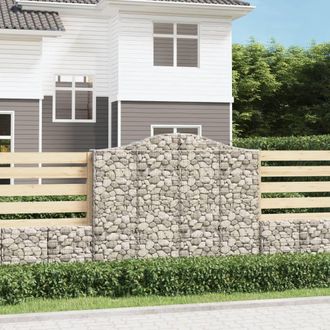Berkfield Home Arched Gabion Basket 200x30x160/180 cm Galvanised Iron in Silver