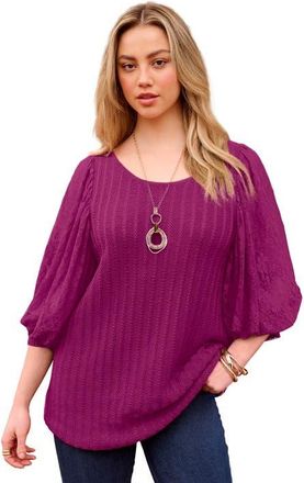 Roaman's Lace Sleeve Sweater in Raspberry at Nordstrom, Size 28