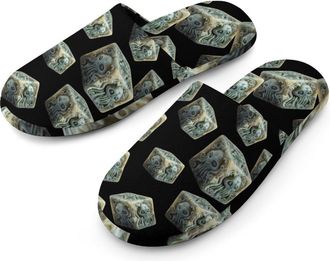 Generic Dice Octopus Mens Cotton Slippers Memory Foam Comfort House Shoes Winter Indoor Slipper for Hotel Casa Spa