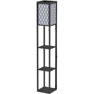 OEM L&aacute;mpara De Pie Para Interiores, L&aacute;mpara De Estante, 26 Cm De Largo X 26 Cm De Ancho X 160 Cm De Alto, 4 Niveles, Mdf Negro, Dise&ntilde;o De Panal -crezuo