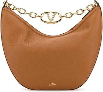 Valentino Garavani Medium Hobo VLogo Moon Handtas - Dames - Schoudertassen - Beige - ONE Size - Leer - Tassen