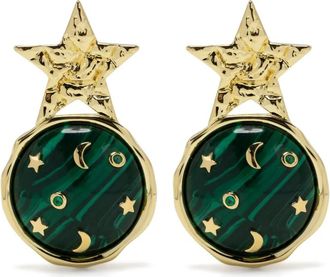 Eshvi Galaxy Star oorbellen - Groen