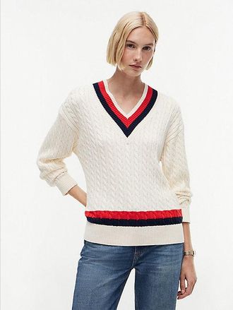 Tommy Hilfiger Cable Knit Relaxed V-Neck Jumper