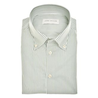John Miller Overhemd Slim Fit - Heren - Casual Overhemden - Groen - M - Leer - Overhemden