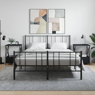 vidaXL Vidaxl - Mesitas De Noche 2 Uds Madera De Ingenier&iacute;a Negro 50x41x65 Cm