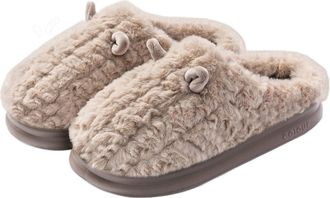Generic Stomp Feeling Cotton Slippers Autumn And Winter Indoor Home Thick Bottom Warm Plush Slippers(Browncolor,6-6.5)