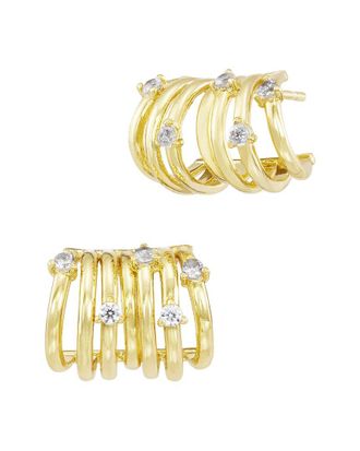 Savvy Cie Jewels 14K Plated Cz Hoop Earrings