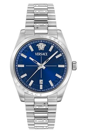 Versace Millenyium Bracelet Watch, 40mm in Blue/Stainless Steel at Nordstrom
