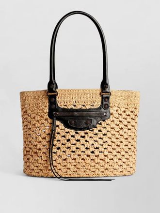 Balenciaga city medium basket bag leather trim