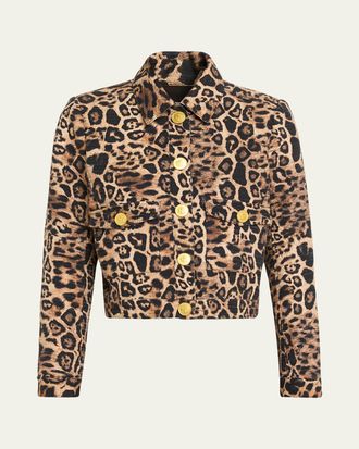 L'agence Cyra Leopard Tweed Low-Rise Mini Skirt