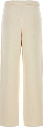 Max Mara Womens Ivory Cotton Blend Wide-Leg Dente Pant Avorio Exterior: Polyester Pantaloni Trousers