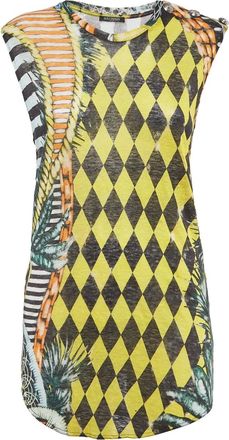 Balmain Top in lino con stampa - Bianco