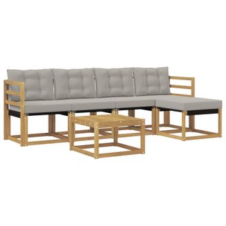 vidaXL Conjunto De Sof&aacute;s De Exterior 6 Pcs Blanco Y Gris Claro Vidaxl