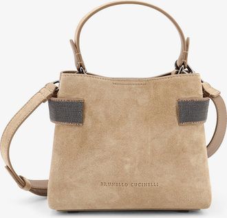 Brunello Cucinelli Borsa a tracolla in suede con dettaglio Monile - BRUNELLO CUCINELLI - gender_Woman