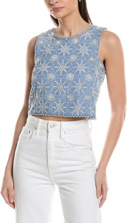 Ellen Tracy Voile Embroidery Top