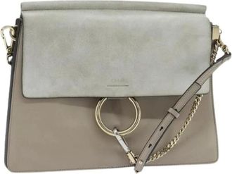 Chlo&eacute; Pre-owned Shoulder Bags, female, Gray, Size: ONE SIZE Pre-owned Suede Shoulder Bag