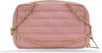 Miu Miu Leren Schoudertas met Reli&euml;fmotief - Dames - Schoudertassen - Roze - ONE Size - Leer - Tassen