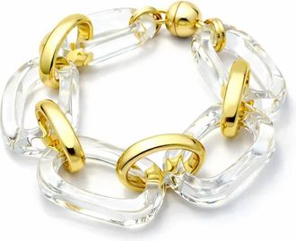 Gold & Honey Womens Rectangle Lucite Bracelet In Clear