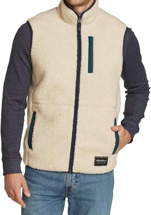 Eddie Bauer Chilali Faux Shearling Fleece Vest In Oyster Cream