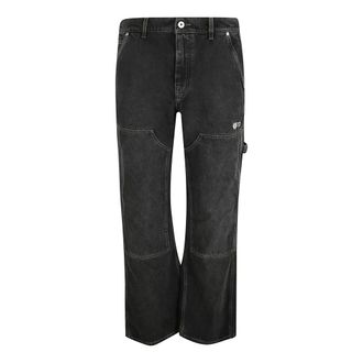 Off-white Wide Jeans, male, Black, Size: W33 Vintage Gothic Carpenter Jeans