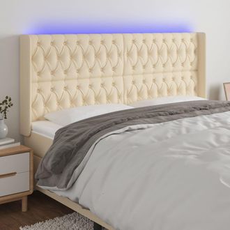 vidaXL Cabecero Con Led De Tela Color Crema 183x16x118/128 Cm Vidaxl