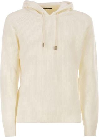 Tagliatore Geribbelde Gebreide Hoodie - Heren - Ronde hals truien - Beige - L - Truien & Vesten
