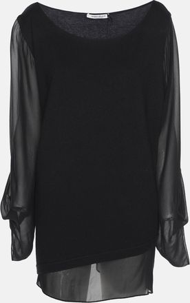Marina Rinaldi Black Jersey And Chiffon Sleeves Tops